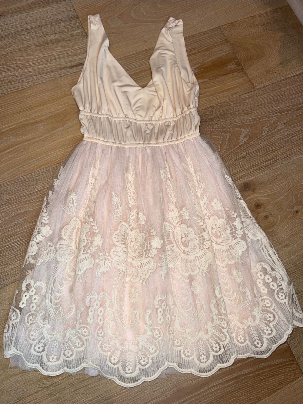 American Rag Cream & Light Pink Lace Tulle Party Dress
